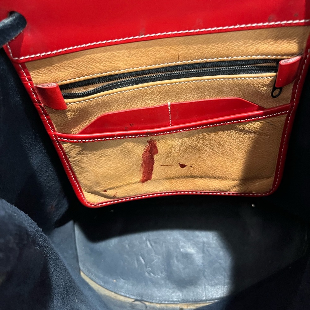 Dooney & Bourke Vintage Red and Blue Leather Mini Backpack Made in USA Rare Find - Picture 5 of 8